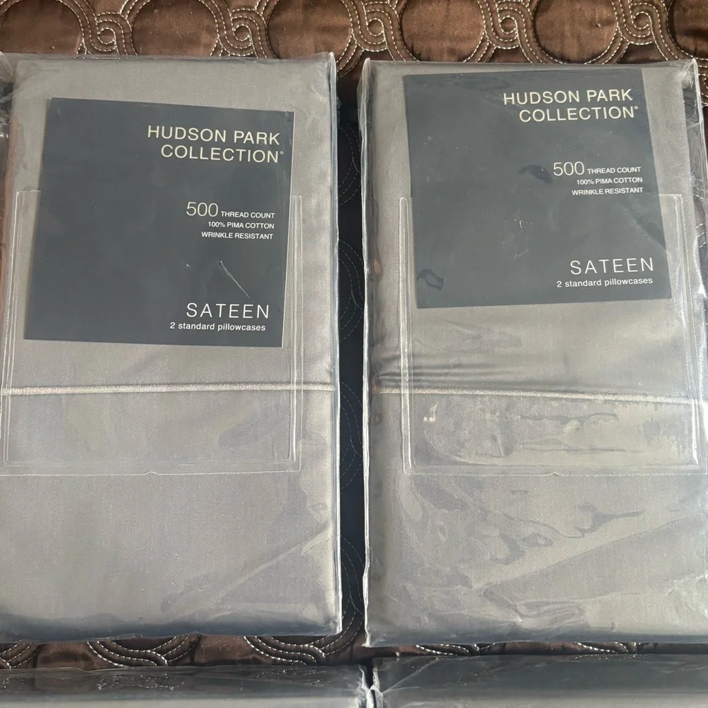 NWT Hudson Park Collection 500 TC Pima Sateen Queen Bedding charcoal